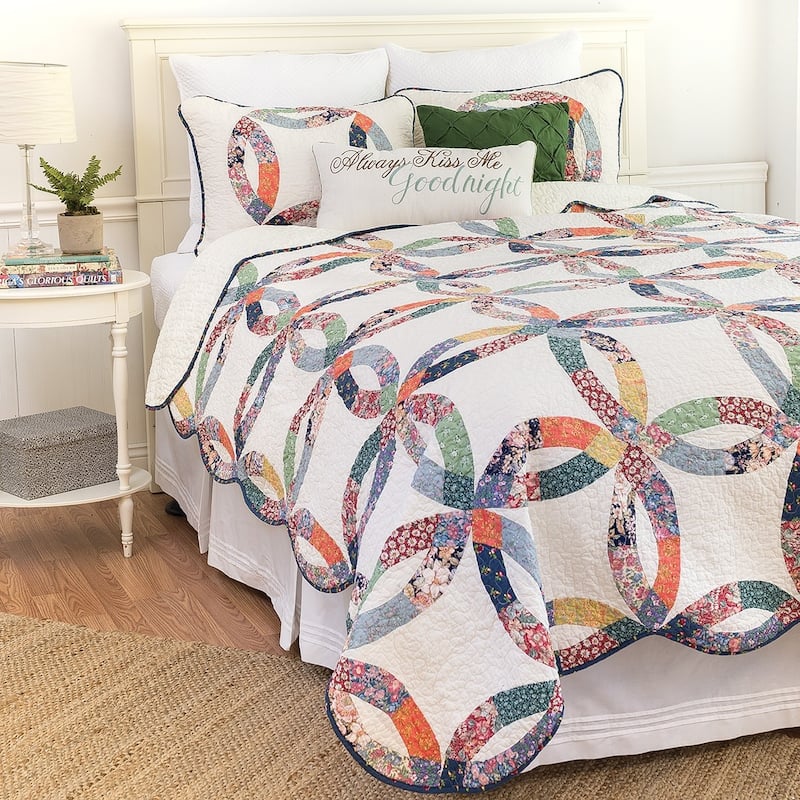 Heritage Wedding Ring Quilt Set - 3 Piece - Queen