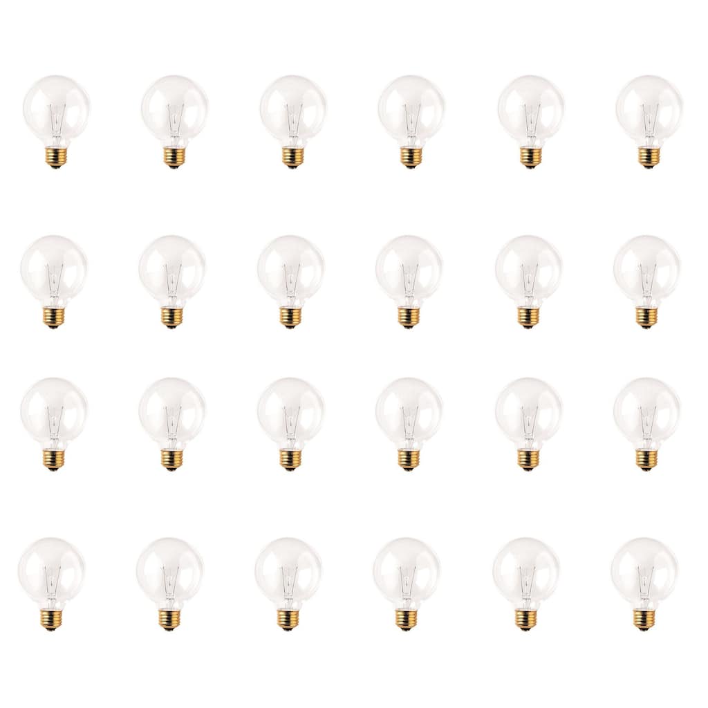 Bulbrite Pack of (24) 25 Watt Dimmable Clear G25 Incandescent Light Bulbs with Medium (E26) Base, 2700K Warm White Light