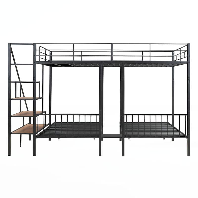 Full over Twin-Twin Triple bunk bed with drawers, Black