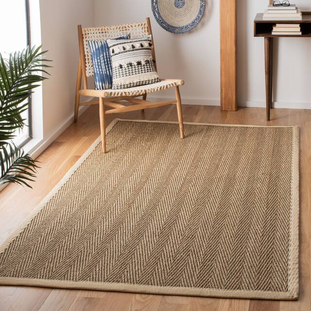 SAFAVIEH Natural Fiber Oceana Herringbone Seagrass Rug - 8' x 10' - Natural/Ivory