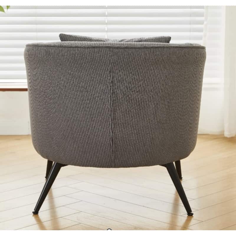 US Pride Furniture Modern Channel Corduroy Velvet Accent Chair with Black Metal Legs