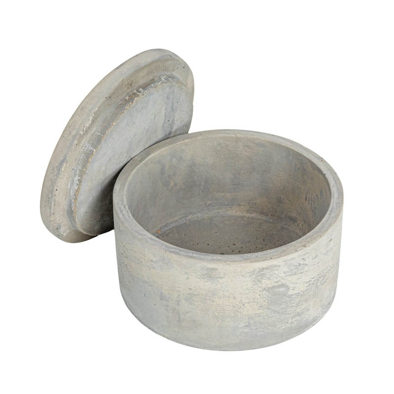 Round Decorative Cement Boxes with Lids - 5.1"L x 5.1"W x 3.2"H