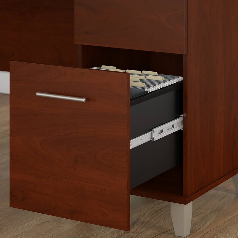 Somerset 60W Office Desk with Cabinet and 5 Shelf Bookcase