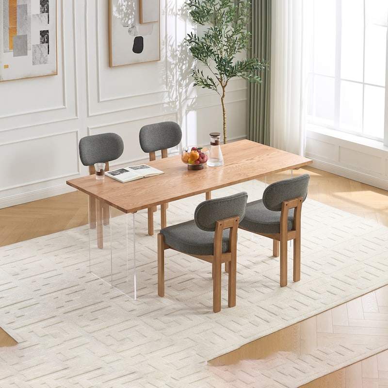 Wooden Dining Chairs Set of 2, Modern Fabric Upholstered Dining Room Chair Kitchen Chairs,Farmhouse Dinner Chair