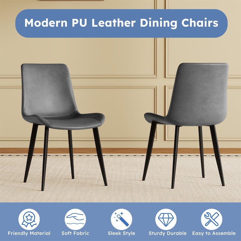 Modern PU Leather Metal Dining Chairs for Dining Room (Set of 4)