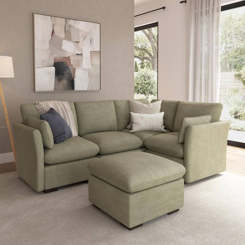 Bush Home Sienna Modular 3-Seater Sectional with Storage Ottoman