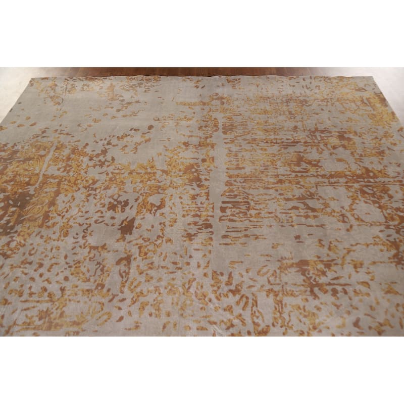 Beige Modern / Abstract Area Rug Hand-Knotted Wool Carpet - 7'11"x 10'1"