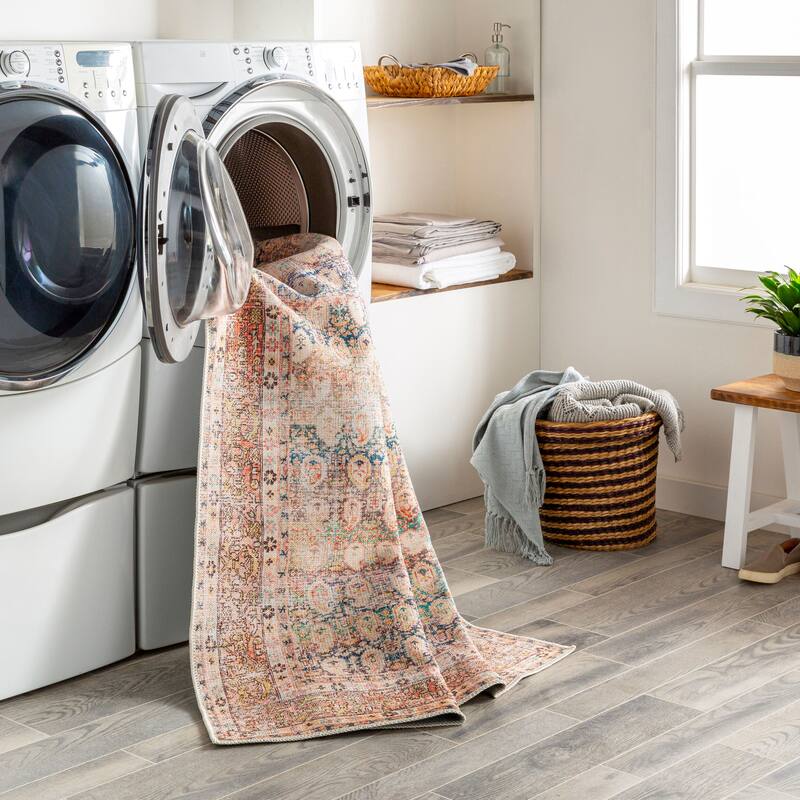 Livabliss Traditional Kemer Floral & Botanical Washable Area Rug
