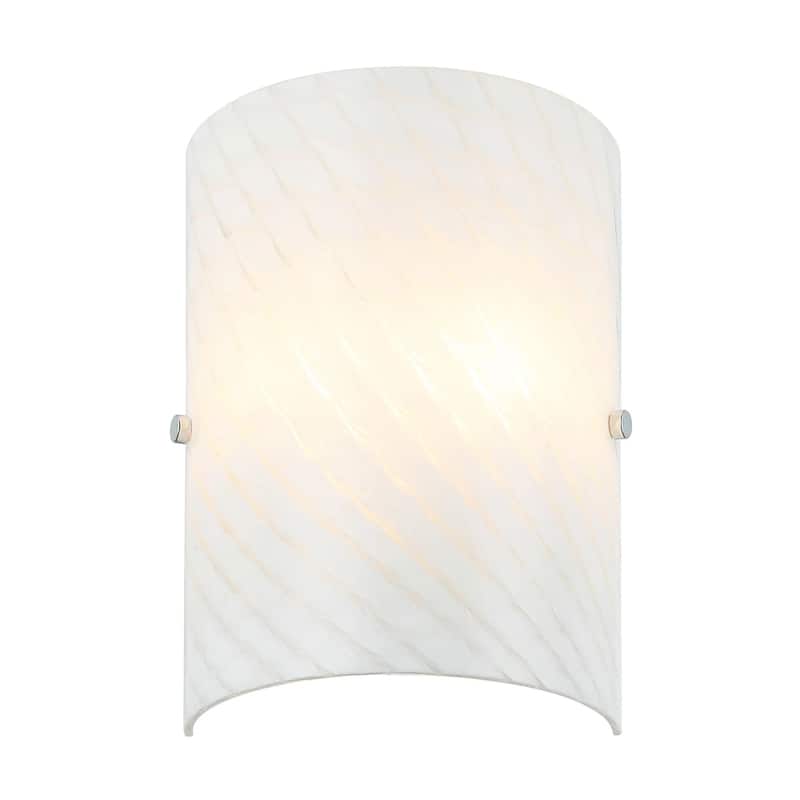 Swirled 2-Light Flush Handblown French Feather Glass Wall Sconce - Chrome