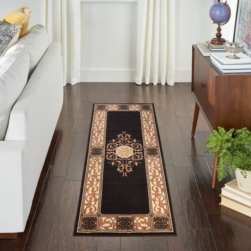 Superior Traditional Floor Decor Large Indoor Area Rug - 2' 7" x 8' - Coffee