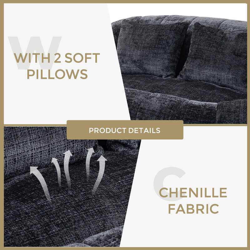 GDFStudio - Laurel Chenille 2-Seater Lazy Sofa with High-Density Foam and Oversized Comfort