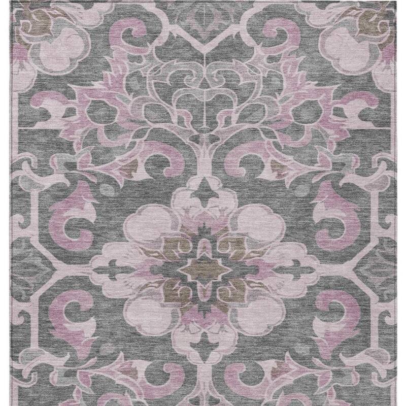 HomeRoots Damask Traditional Rectangle Outdoor Rug