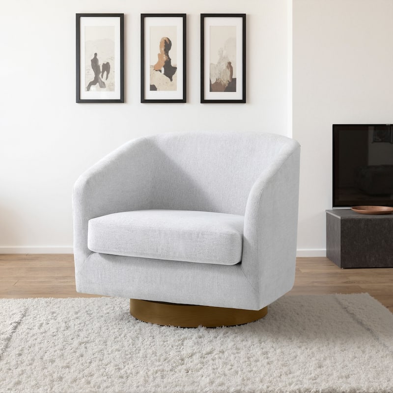 Faux Leather Wide Seat Swivel Barrel Chair