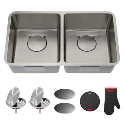 Kraus Dex 33" Double Basin 16 Gauge Stainless Steel Kitchen Sink for