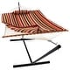 preview thumbnail 58 of 71, Sunnydaze Rope Hammock with 12-Foot Stand, Hammock Pad & Pillow Tropical Orange