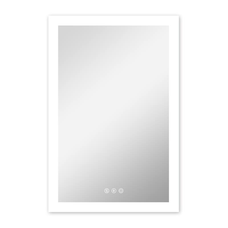 LED Bathroom Vanity Mirror Wall Mounted Dimmable Anti-Fog Mirror with 3 Buttons Vertical & Horizontal Hang - 24×36