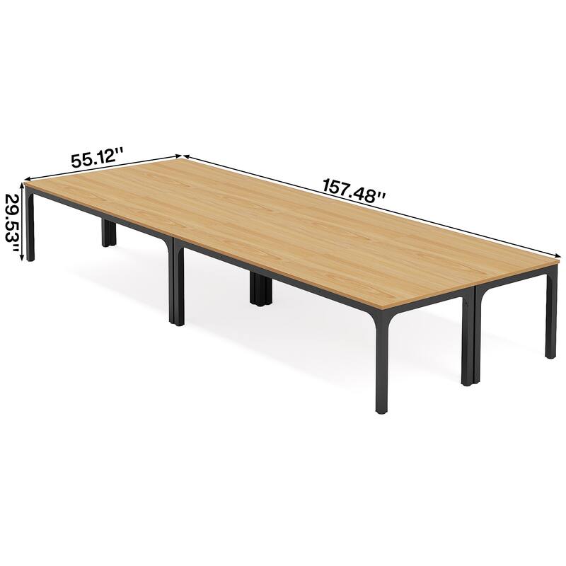 Long Conference Table Set of 4, 13FT Large Rectangle Meeting Seminar Table, 78.74-Inch Business Tables