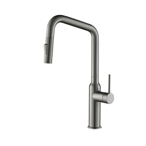 Brass High Arc Single Level Kitchen Faucet with Pull Out Sprayer