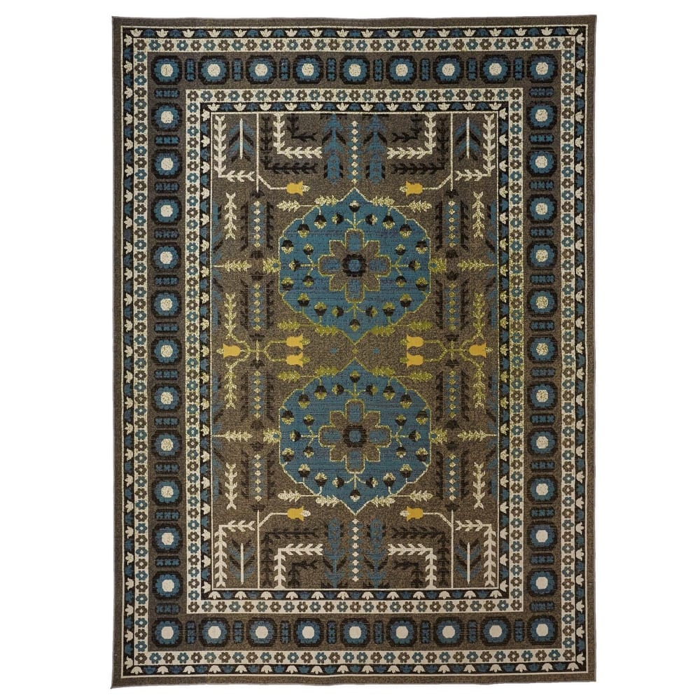 Hurst Medallion Vintage Style Transitional Kilim Area Rug