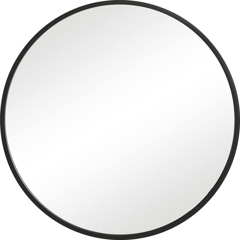 Copper Grove Matte Black Metal Round Wall Mirror - 43"
