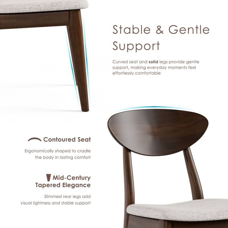 Furniture of America Abigail V Mid-Century Modern 7-Piece Rich Walnut Solid Wood Convertible Dining Set with Butterfly Leaf