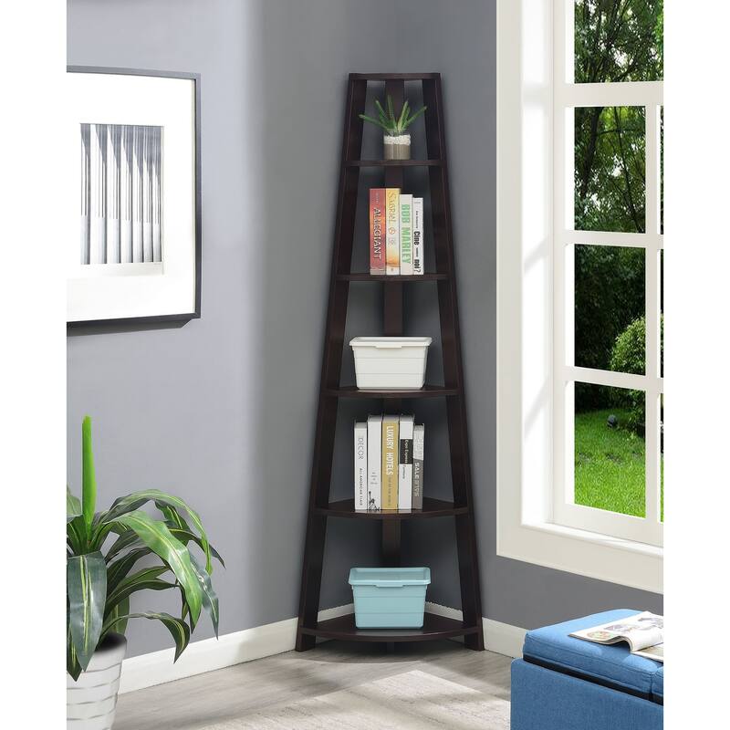 Convenience Concepts Newport 5 Tier Corner Bookshelf - Espresso