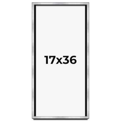 17x36 Shadow Box Frame Silver | 1.375 Inches Deep Real Wood