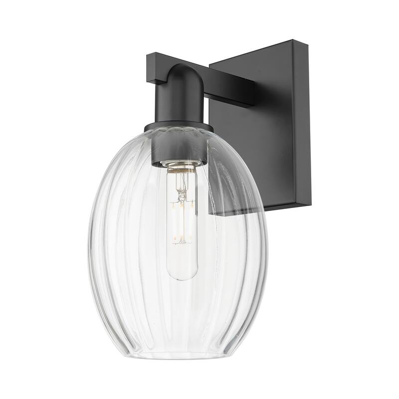 Innovations Lighting Downtown Urban - Preston - 1 Light 6" Bell Shade Wall-mounted Sconce - Clear/Matte Black