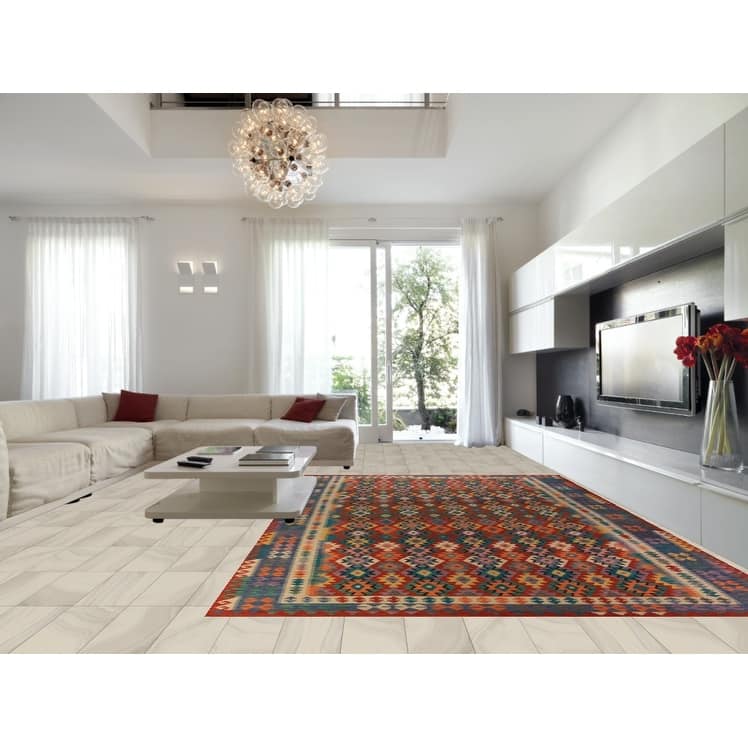 Kilim Oriental Large Rug Hand-Woven Multi-Color Wool Carpet - 10'2"x 16'1"