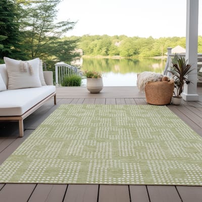Machine Washable Indoor/ Outdoor Chantille Modern Houndstooth Rug