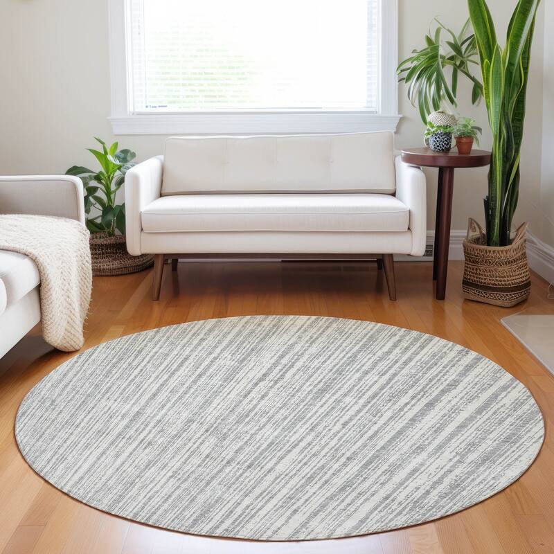 Premium Washable Super Soft Striped Mayfield Rug - Gray - 8' x 8'
