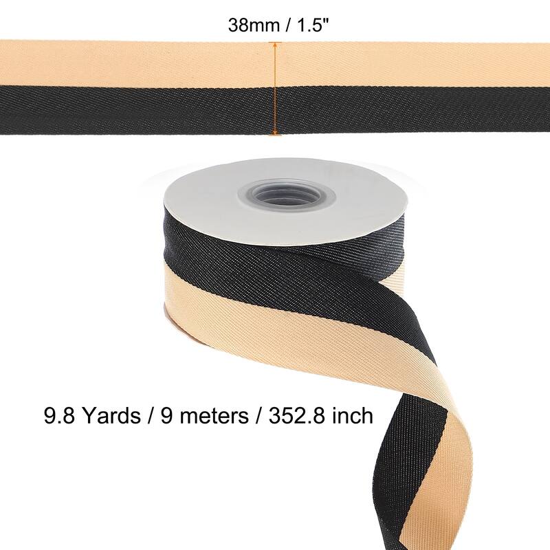 9.8 Yards Christmas Striped Ribbon, Ribbon Candy Roll - Black/Khaki - 9.8 Yards x 1.5"