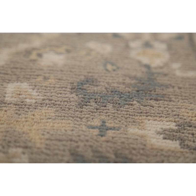 Earth Tone Oushak Indian Runner Rug Hand-Knotted Wool Carpet - 2'7" x 10'0"
