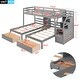preview thumbnail 3 of 16, Stylish & Simple Twin over Twin & Twin Bunk Bed, Triple Bunk Bed with Drawers, Staircase with Storage, Built-in Shelves, Gray