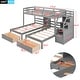 preview thumbnail 3 of 10, Triple Bunk Bed with Drawers, Staircase and Built-in Shelves, Gray