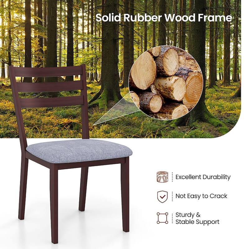 Gymax Upholstered Dining Chair Set of 2 Armless Cushioned Seat Hollow