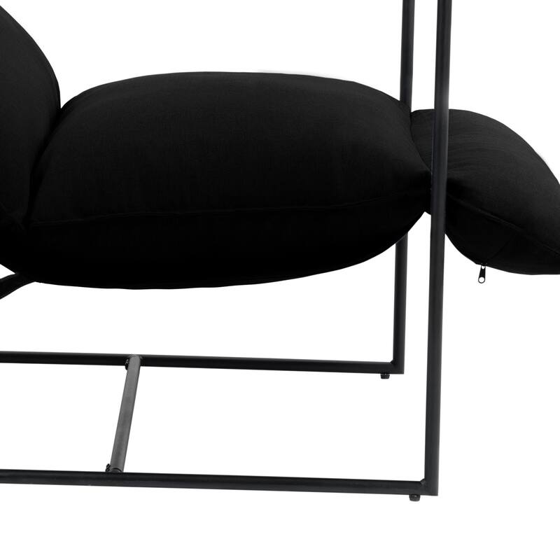 Metal Framed Sling Fabric Accent Chair Set of 2