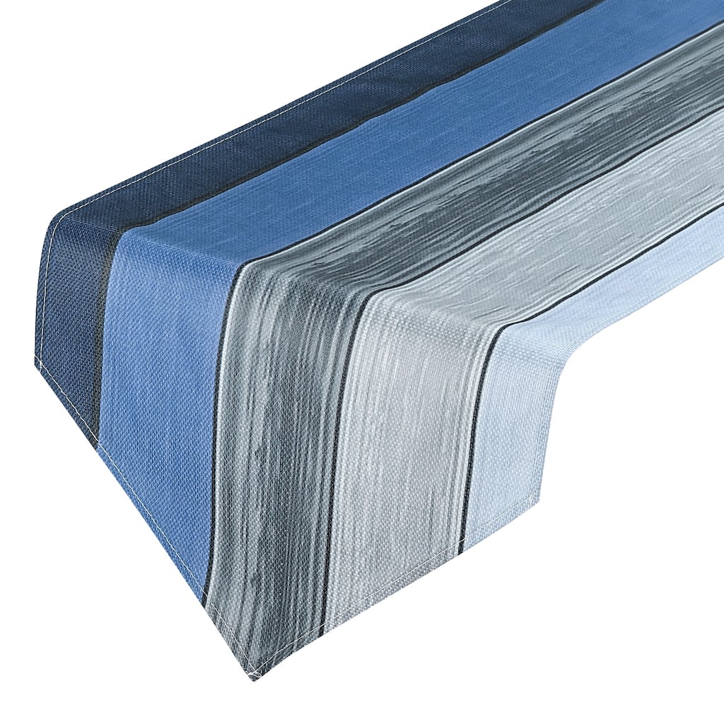 Table Runner 72" x 13", Retro Table Runner, Blue & Grey - Blue & Grey