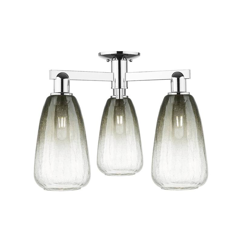 Innovations Lighting 716-3F-15-24 Brookhaven Almond Semi-Flush - Polished Chrome / Slate