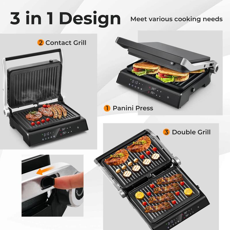 Costway Electric Panini Press Grill Sandwich Maker with LED Display & - See Details