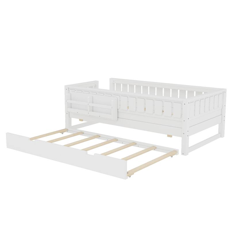 Twin with Built-in Bookshelves and Small Staircase, High-Quality Safety Rails, and Trundle