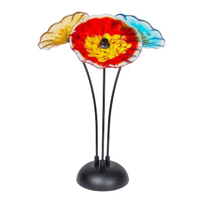 Fiore Bloom Multi-Color Flower Art Glass Sculpture with Metal Stand