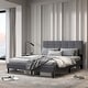 preview thumbnail 15 of 18, Costway Queen Upholstered Platform Bed Mattress Foundation Button