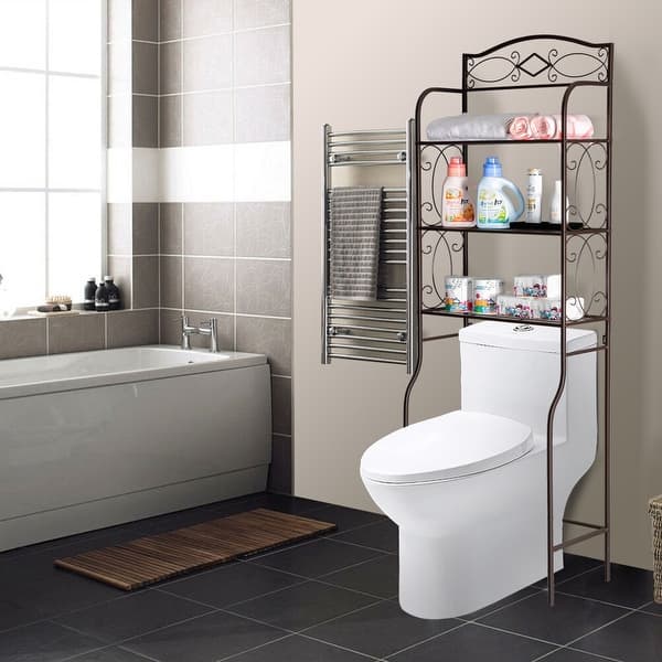 3 Tier Metal Over The Toilet Shelf Bathroom Storage Rack - Bed Bath &  Beyond - 31647452