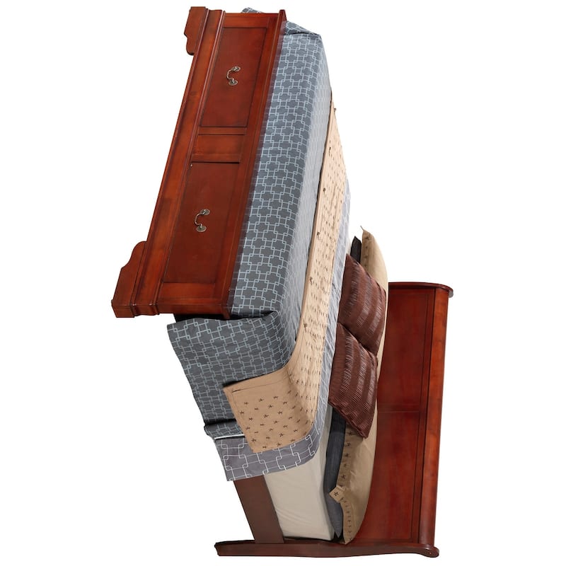 Queen Sleigh Bed with Two Storage Drawers - 87" - Brown