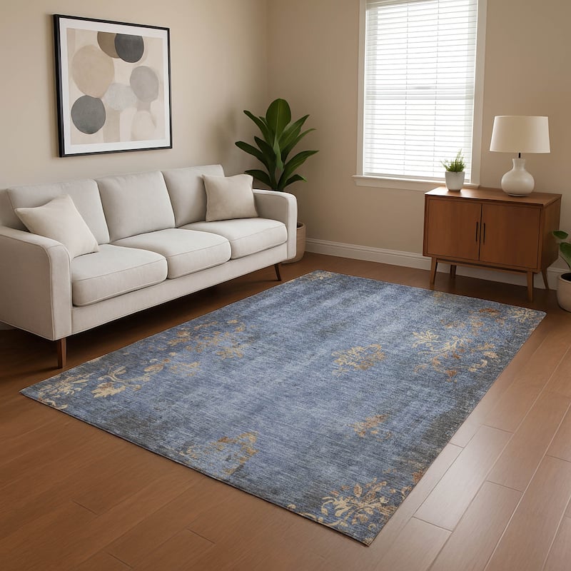 Premium Washable Super Soft Modern Glam Mayfield Rug - Denim - 8' x 10'