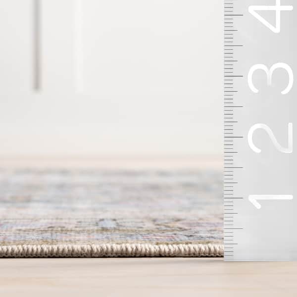 dimension image slide 1 of 2, Nuloom Caius Faded Medallion Machine Washable Area Rug