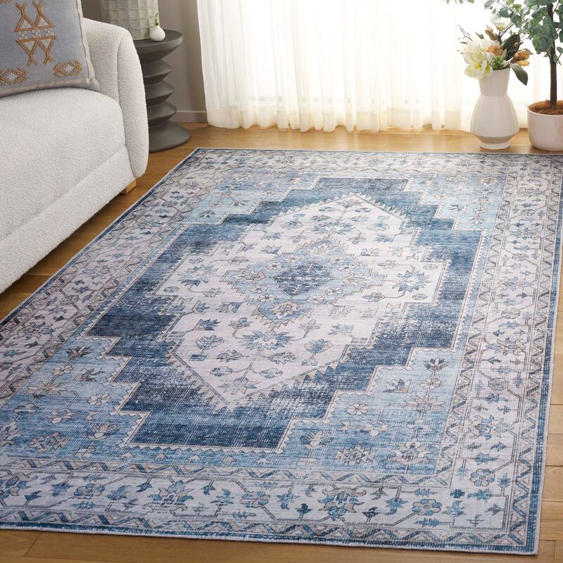 SAFAVIEH Arizona Revital Machine Washable Slip Resistant Rug - 8' x 10' - Grey/Blue