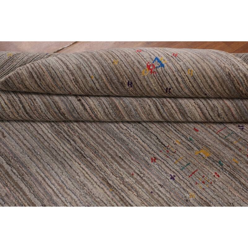 Earth Tone Gabbeh Oriental Area Rug Handmade Wool Carpet - 4'11" X 7'11"