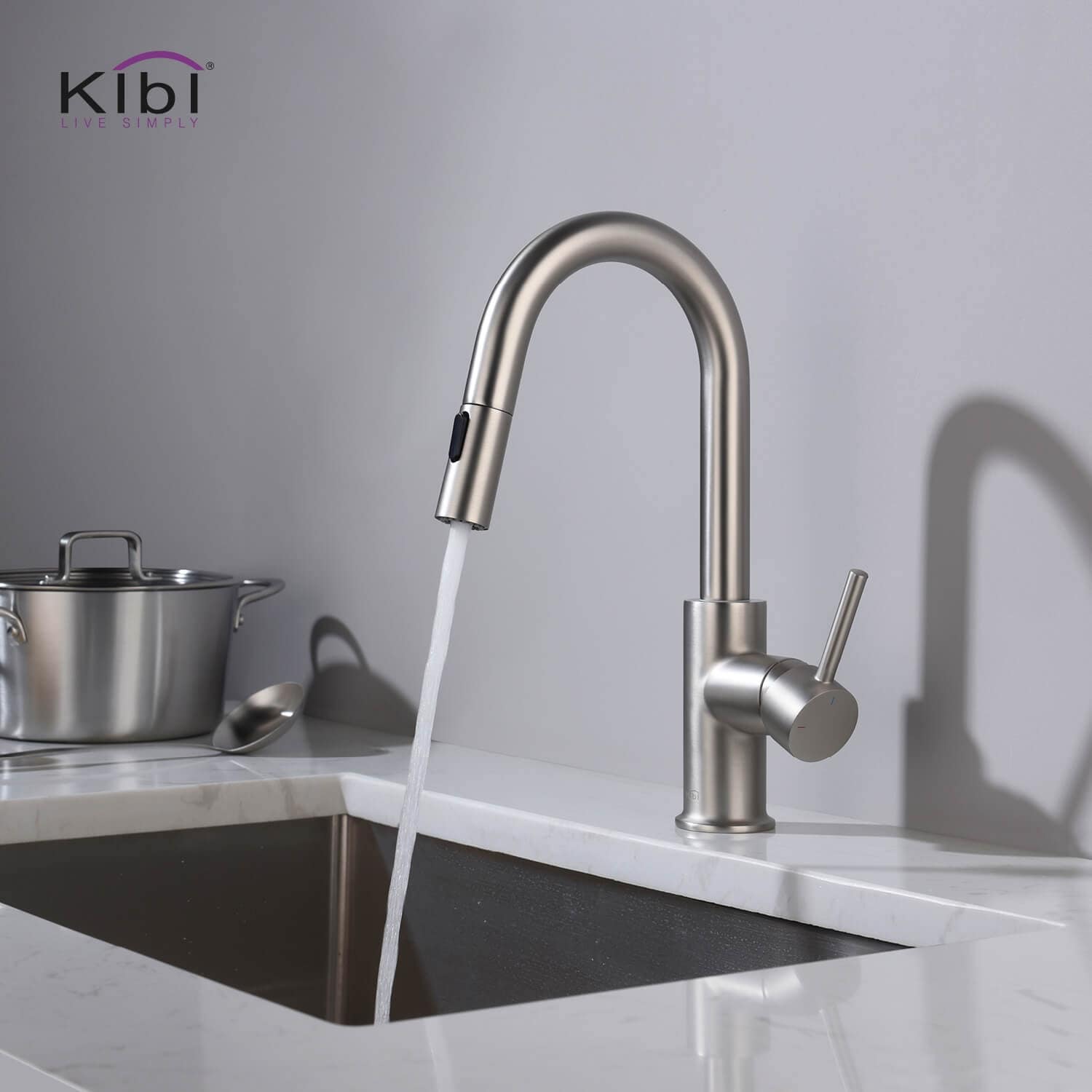 Single-Hole Pull-Down Kitchen Faucet with Sprayer and ...